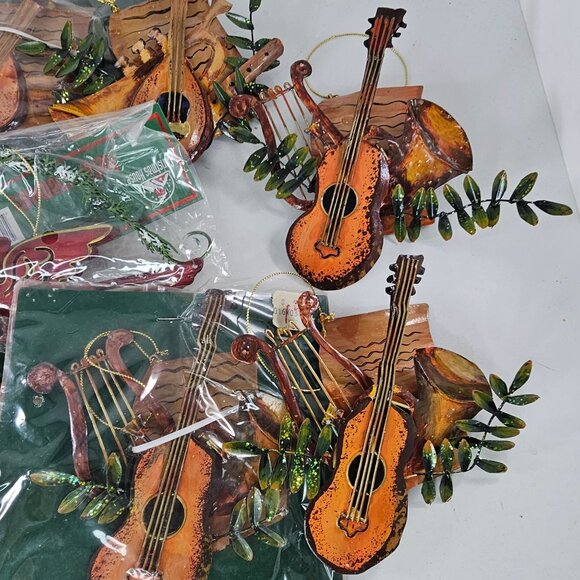 Musical Instrument Christmas Ornaments Set Of 10 Metal Cardinal Bird Lot - Picture 5 of 11